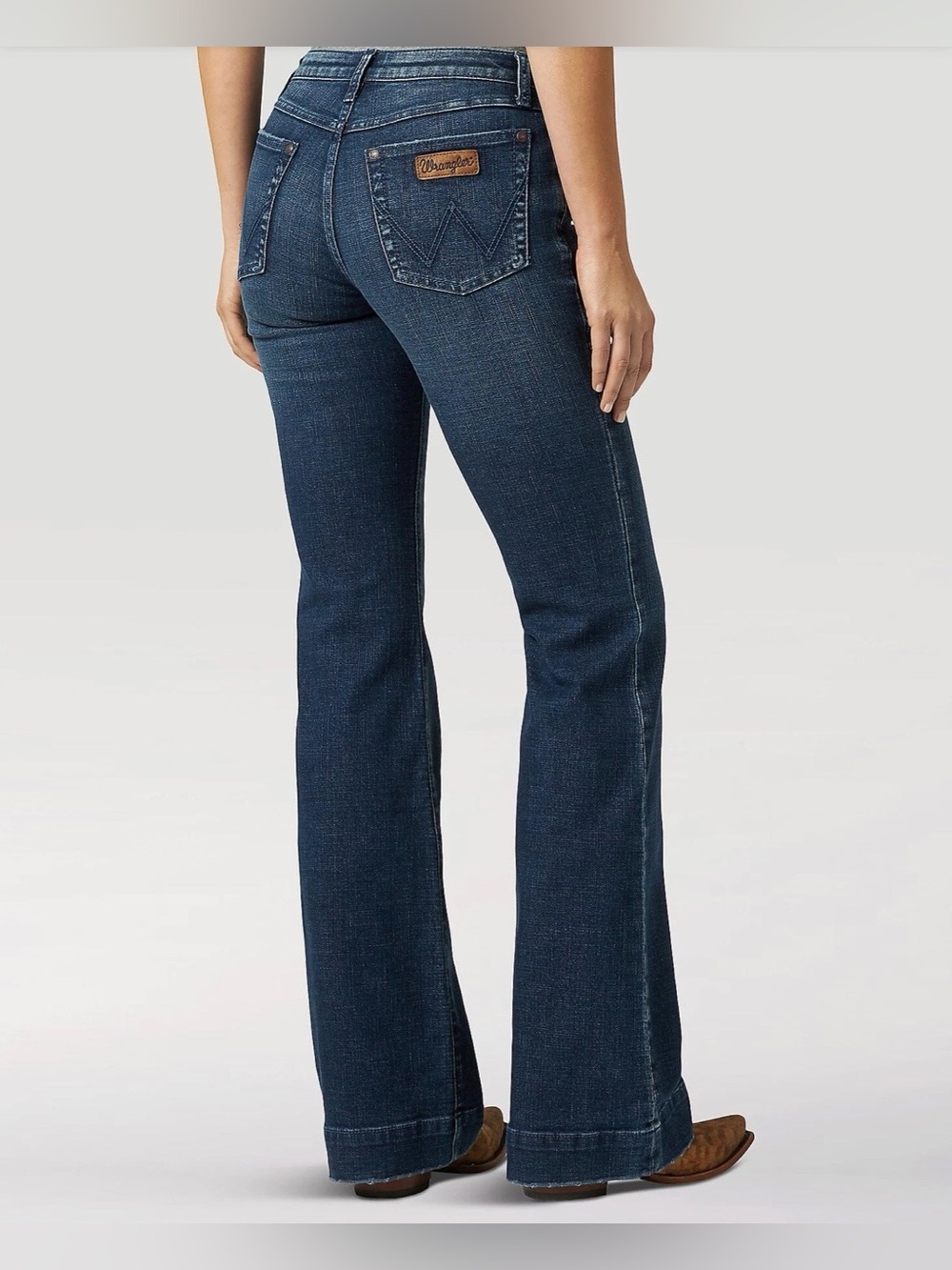 Wrangler Retro Women’s Mid Rise Wide Leg Dark Denim Trouser Jeans Size 11x32